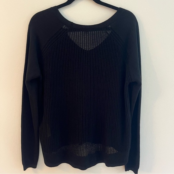 Rachel Roy Black Rounded V-Neck Transparent Back Oversized Sweater Size M - Picture 2 of 7